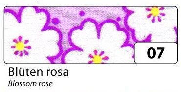 Fabric Tape - dekorační lepicí látková páska - 4m x 15mm růžové květy
