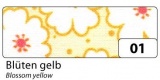 Fabric Tape - dekorační lepicí látková páska - 4m x 15mm žluté květy