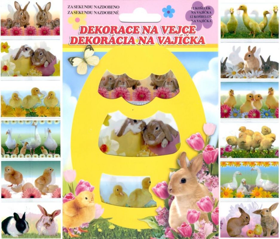 Folie na vajíčka - košilky živá zvířátka 12 ks