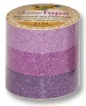 Glitter Tape - 3ks dekorační lepicí páska se třpytkami - 5x15mm růžová