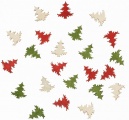 Výseky dřevěné - vánoční stromky 2 cm, 3 barvy - 24 ks