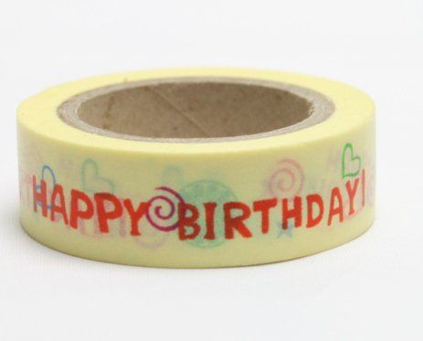 Washi Tape - dekorační lepicí páska - 10mx15mm - HAPPY BIRTHDAY