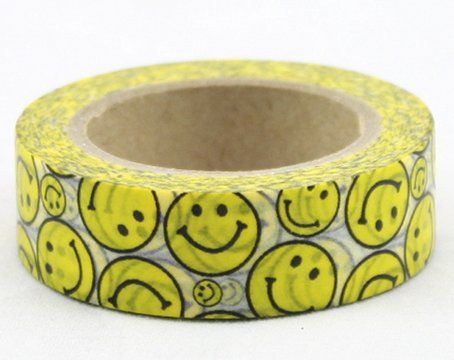 Washi Tape - dekorační lepicí páska - 10mx15mm - SMAJLÍCI