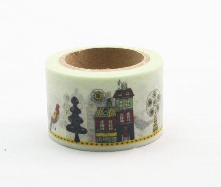 Washi Tape - dekorační lepicí páska - 10mx30mm - DOMY