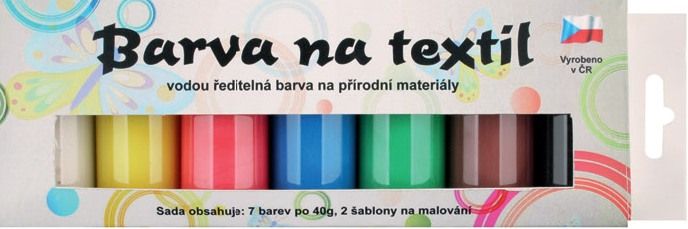 Barvy na textil světlý, sada perleť 7x15 g + šablony