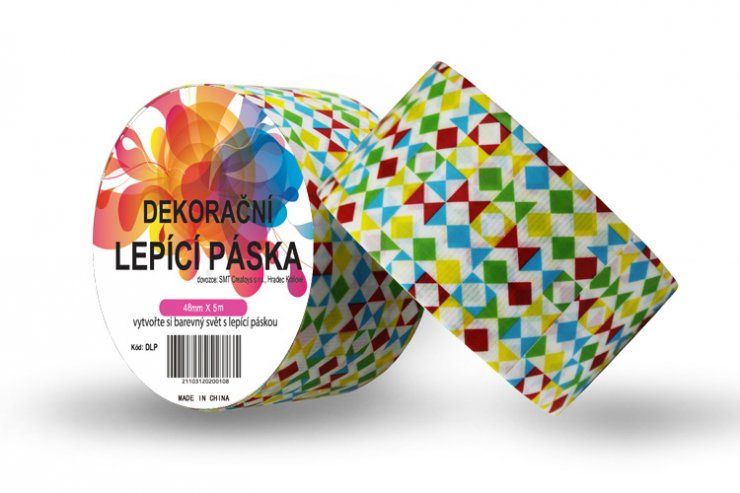 Duct Tape - dekorační lepicí páska - 5m x 48mm - BAREVNÉ TVARY