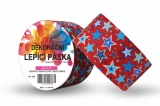 Duct Tape - dekorační lepicí páska - 5m x 48mm - MODRÉ HVĚZDIČKY V ČERVENÉ