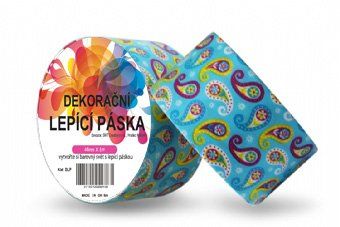 Duct Tape - dekorační lepicí páska - 5m x 48mm - ORNAMENT V TYRKYSOVÉ