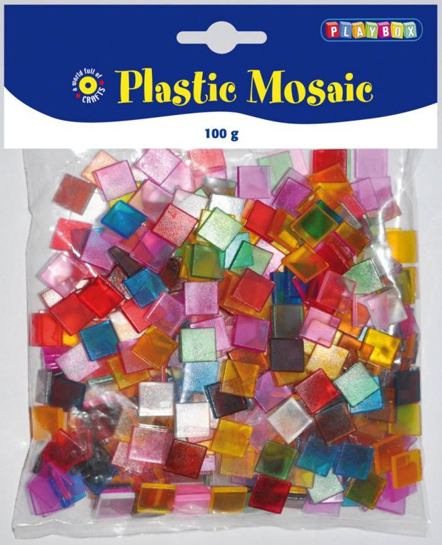 Mozaika plastová průhledná - 10 x 10 mm, 100g
