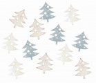 Výseky dřevěné - stromky šedé 4 cm, 3 barvy - 12 ks  ..3876