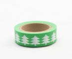Washi Tape - dekorační lepicí páska - 10mx15mm - STROMY V ZELENÉ