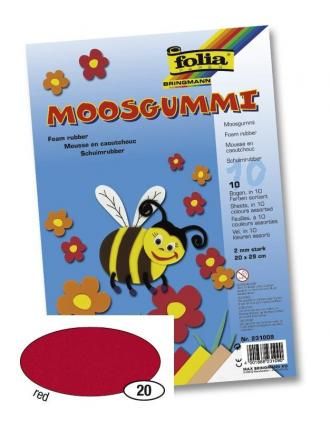 Pěnovka moosgummi tloušťka 2mm - červená 20