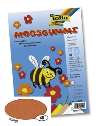 Pěnovka moosgummi tloušťka 2mm - oranžová 40