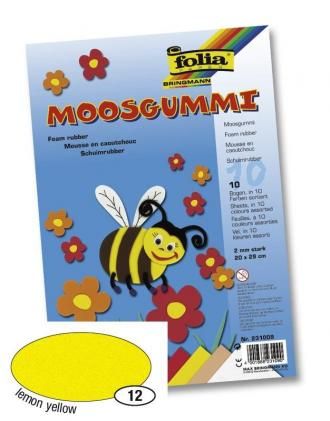 Pěnovka moosgummi tloušťka 2mm - žlutá 12