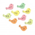 Knoflíčky ptáčci 3,3x2,1cm - dřevěný výřez (10ks) barevní