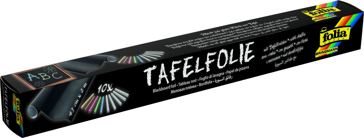 Samolepící folie na tabule 45x200cm - 1 role + 10 kříd