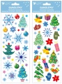 Samolepky vánoční barevné s glitrem 13 x 34,5 cm | stromky, dárky, rukavice