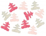 Výseky dřevěné - stromky 4 cm, 3 barvy - 12 ks